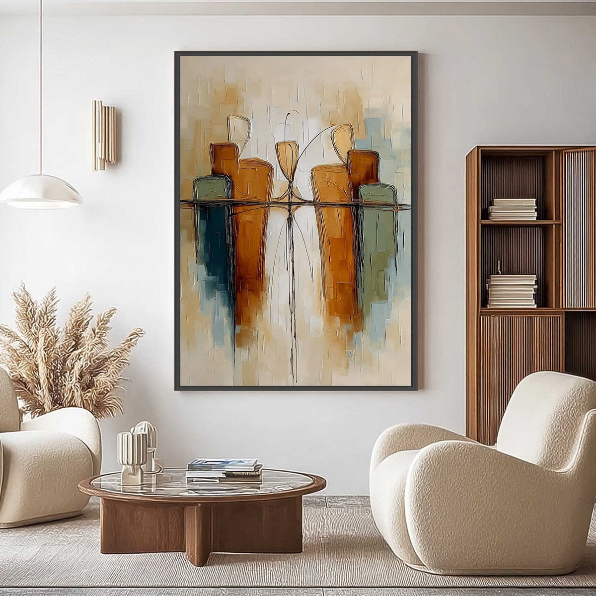 URBAN REFLECTIONS: Textured Abstract Cityscape Reflection Oil Painting - Image 4