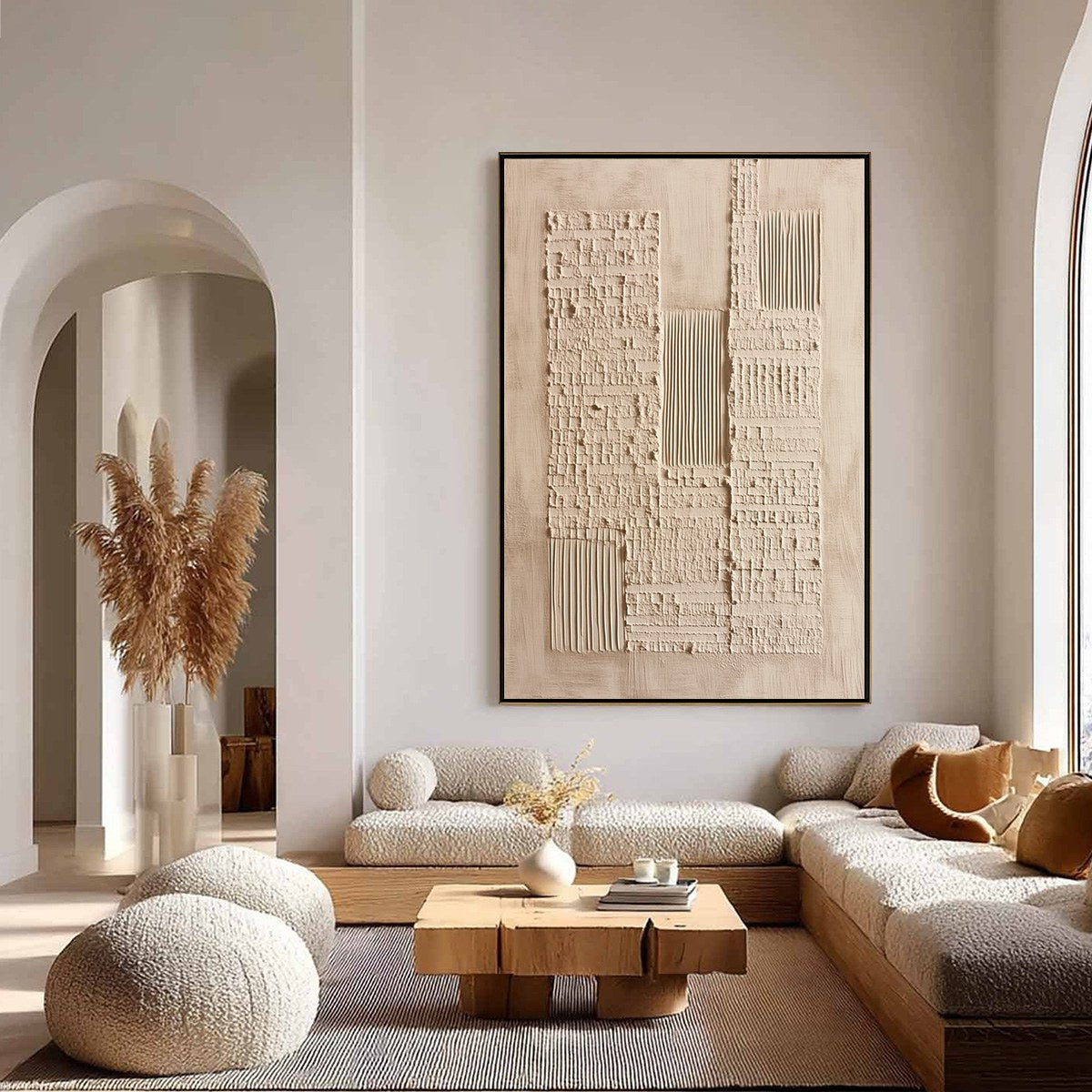 URBAN RELIC: Textured Minimalist Abstract Painting in Neutral Beige Tones - Image 4