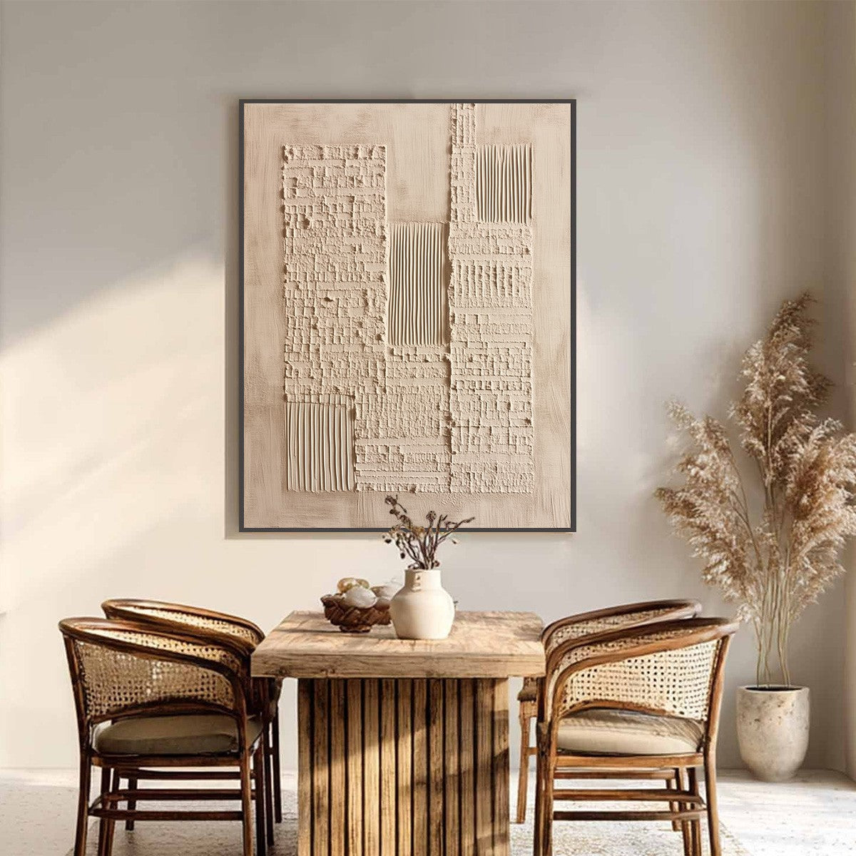 URBAN RELIC: Textured Minimalist Abstract Painting in Neutral Beige Tones - Image 2