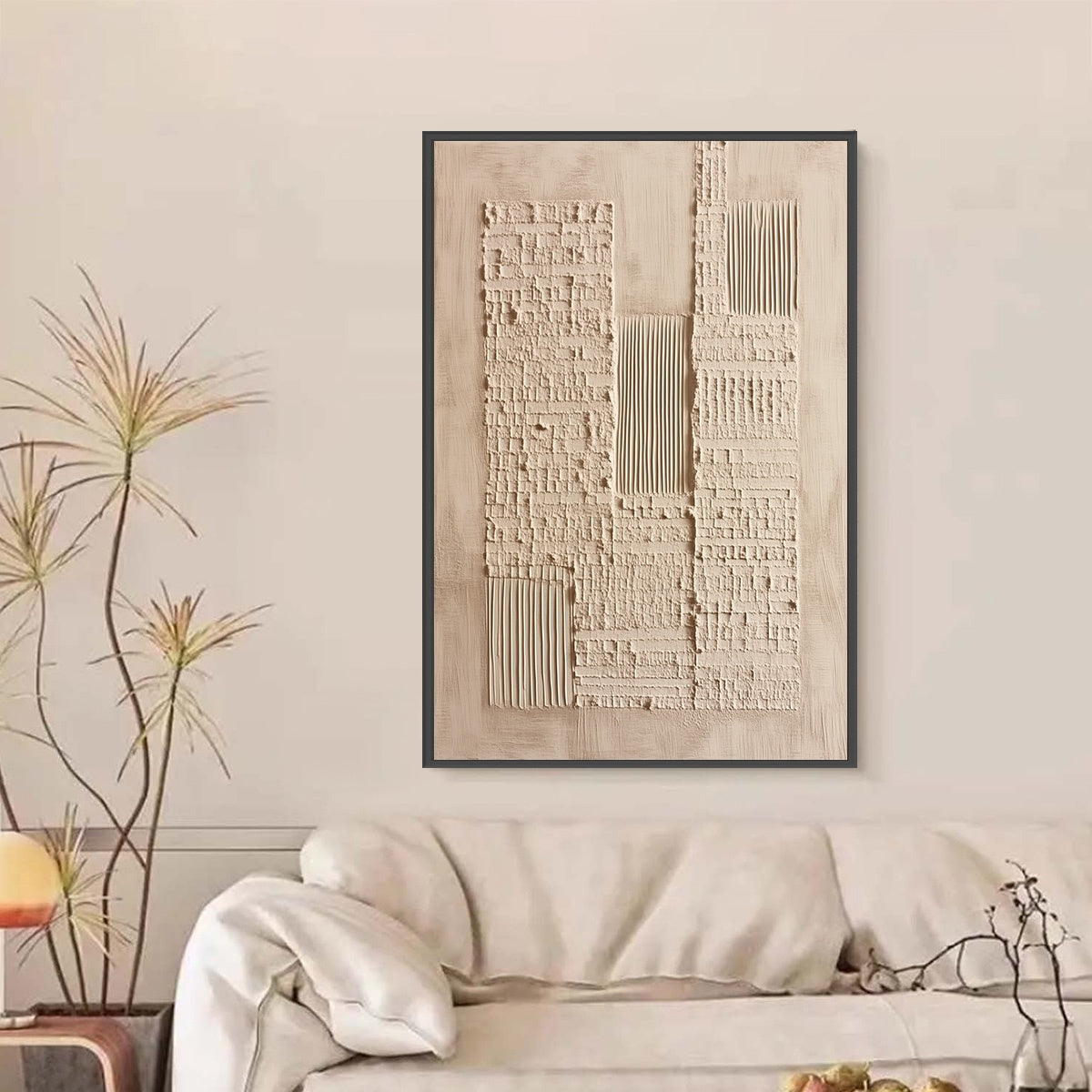URBAN RELIC: Textured Minimalist Abstract Painting in Neutral Beige Tones - Image 6