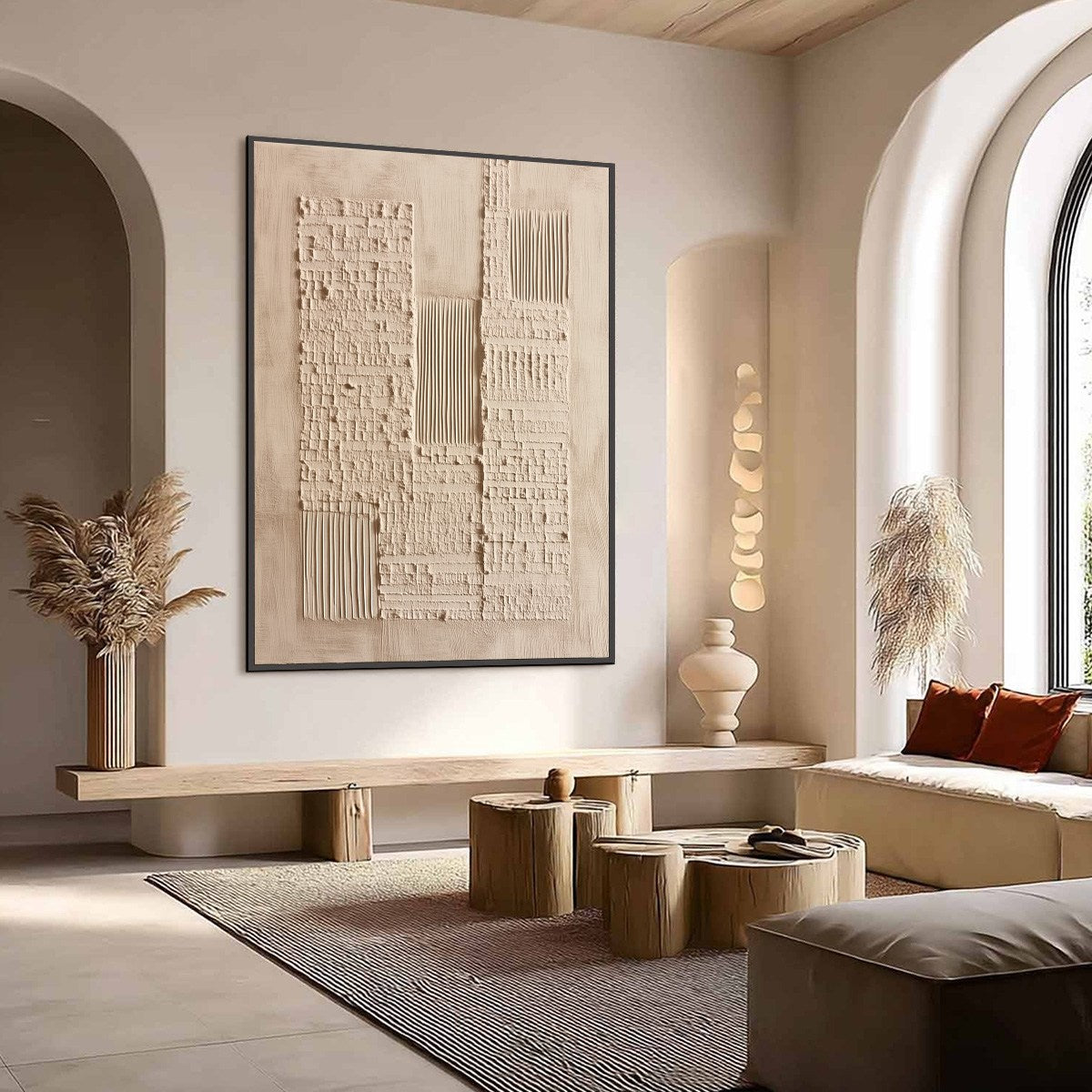 URBAN RELIC: Textured Minimalist Abstract Painting in Neutral Beige Tones - Image 7