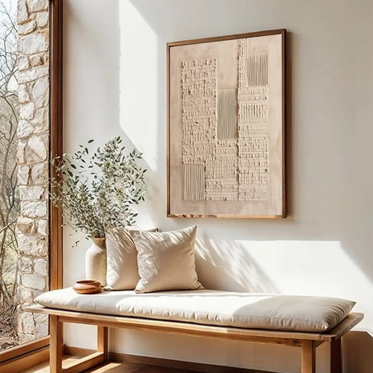 URBAN RELIC: Textured Minimalist Abstract Painting in Neutral Beige Tones - Image 8