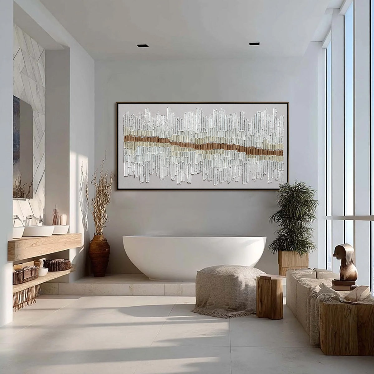 URBAN RHYTHM: Large Horizontal Textured Minimalist Abstract Painting - Image 6