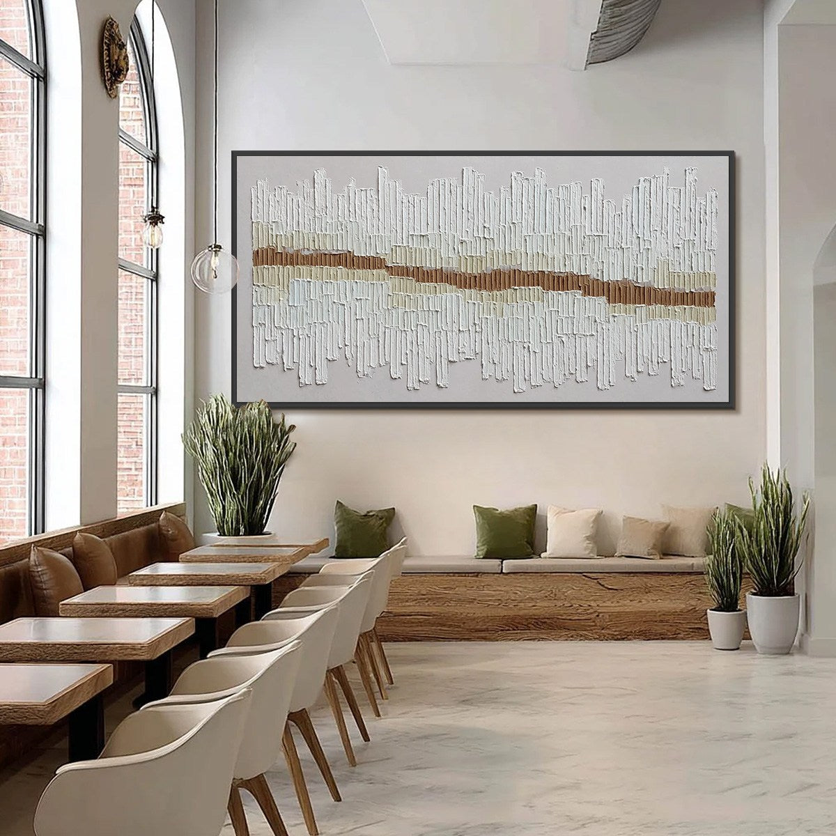 URBAN RHYTHM: Large Horizontal Textured Minimalist Abstract Painting - Image 2