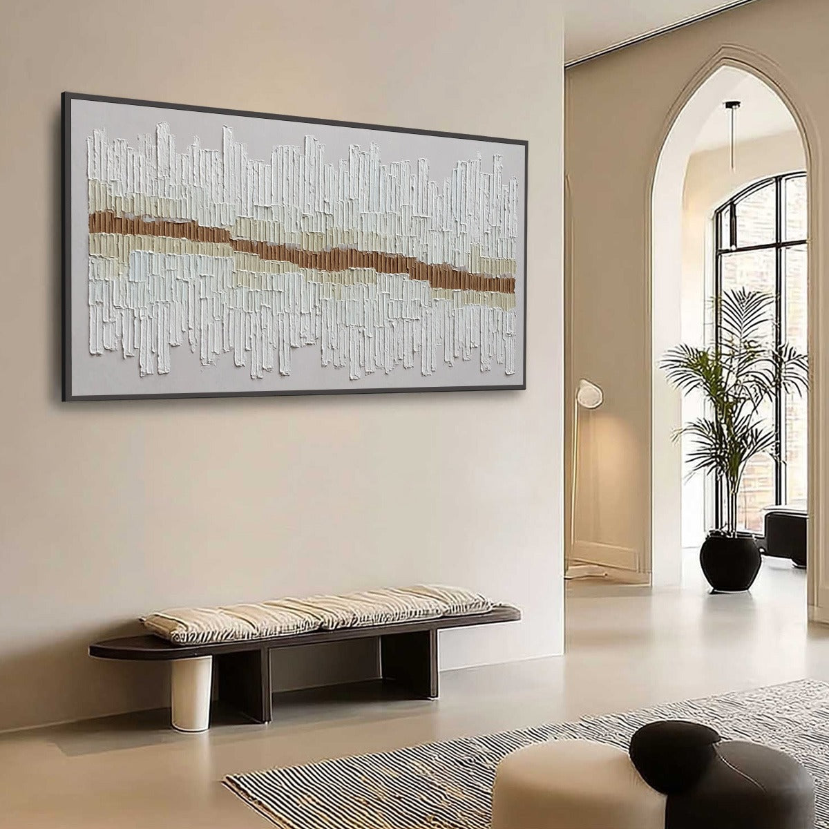URBAN RHYTHM: Large Horizontal Textured Minimalist Abstract Painting - Image 7