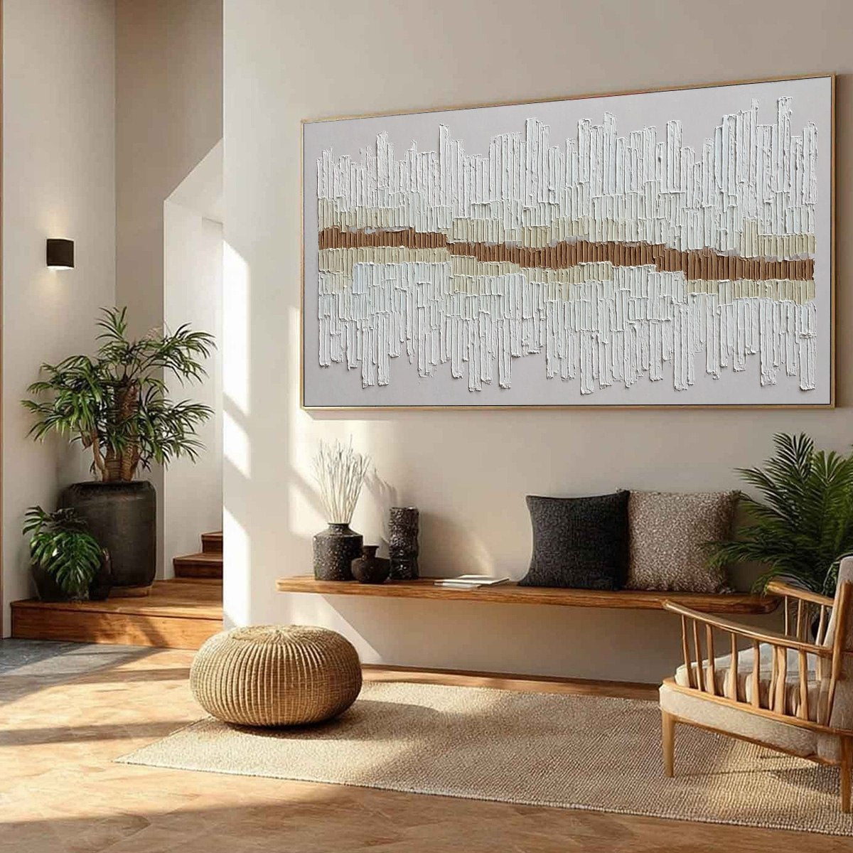 URBAN RHYTHM: Large Horizontal Textured Minimalist Abstract Painting - Image 8