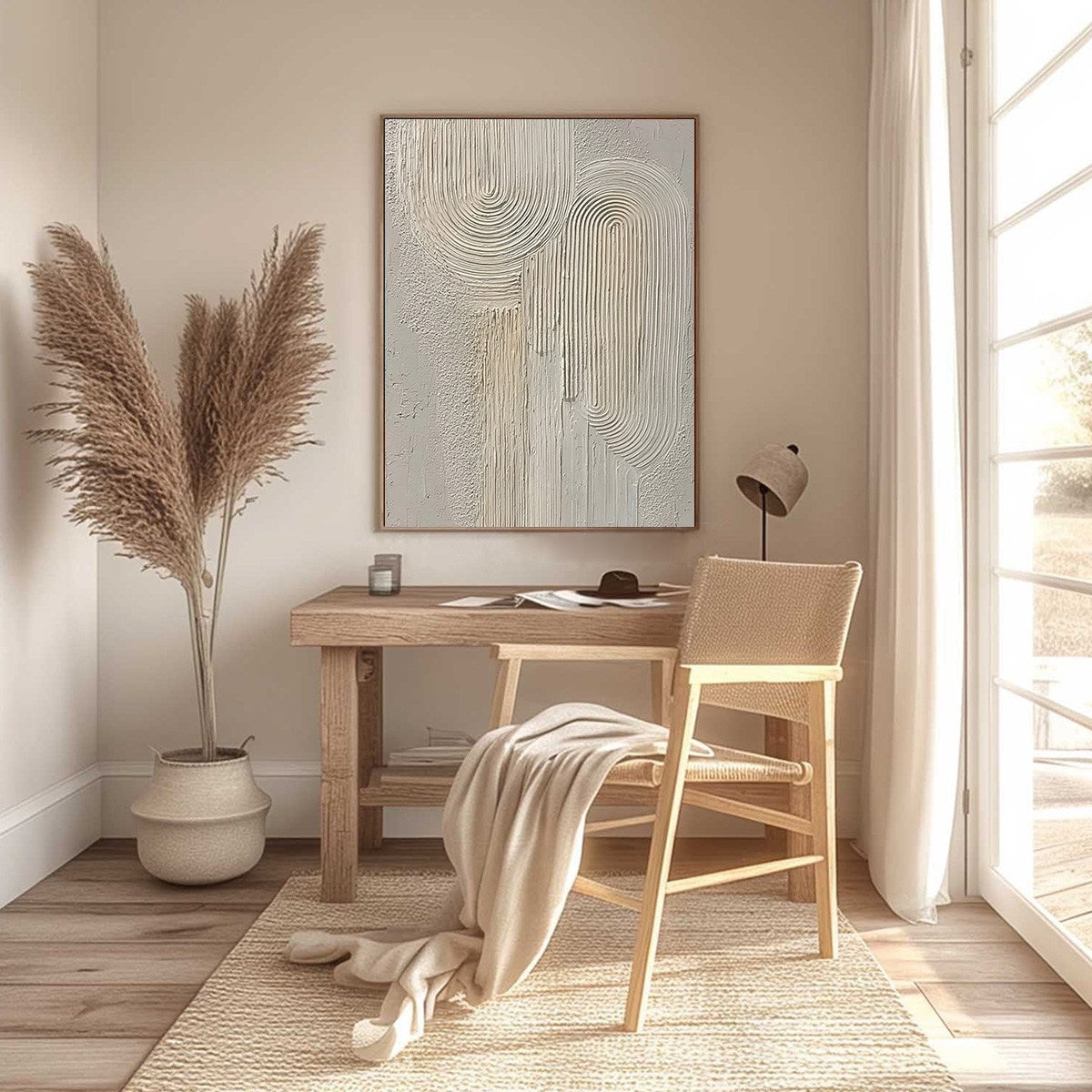 URBAN SANCTUARY: Textured Minimalist Arch Abstract Painting - Image 4