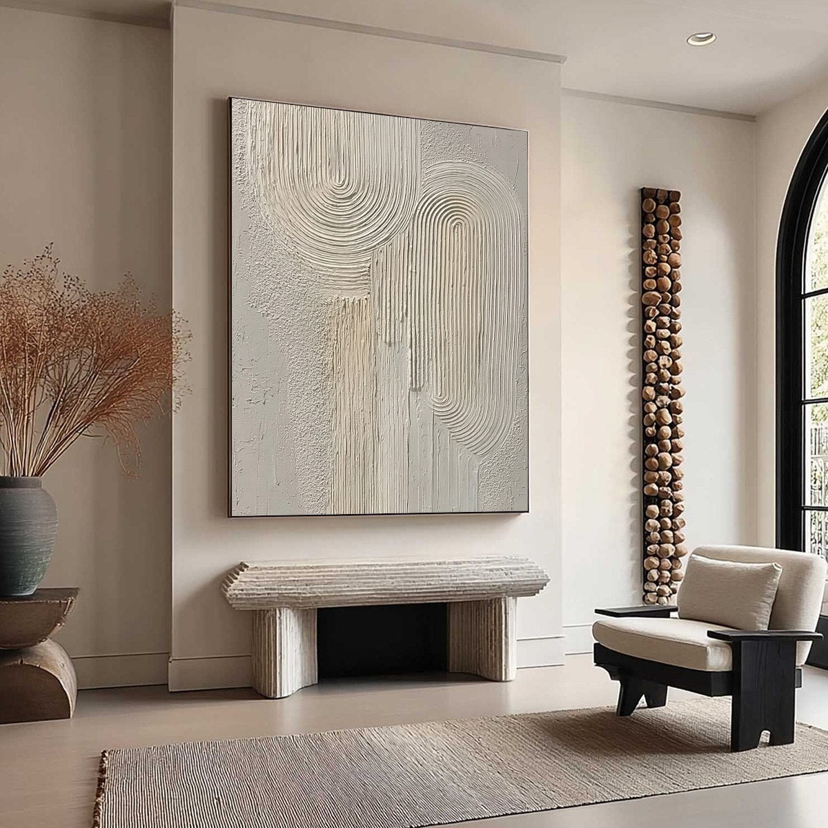 URBAN SANCTUARY: Textured Minimalist Arch Abstract Painting - Image 8