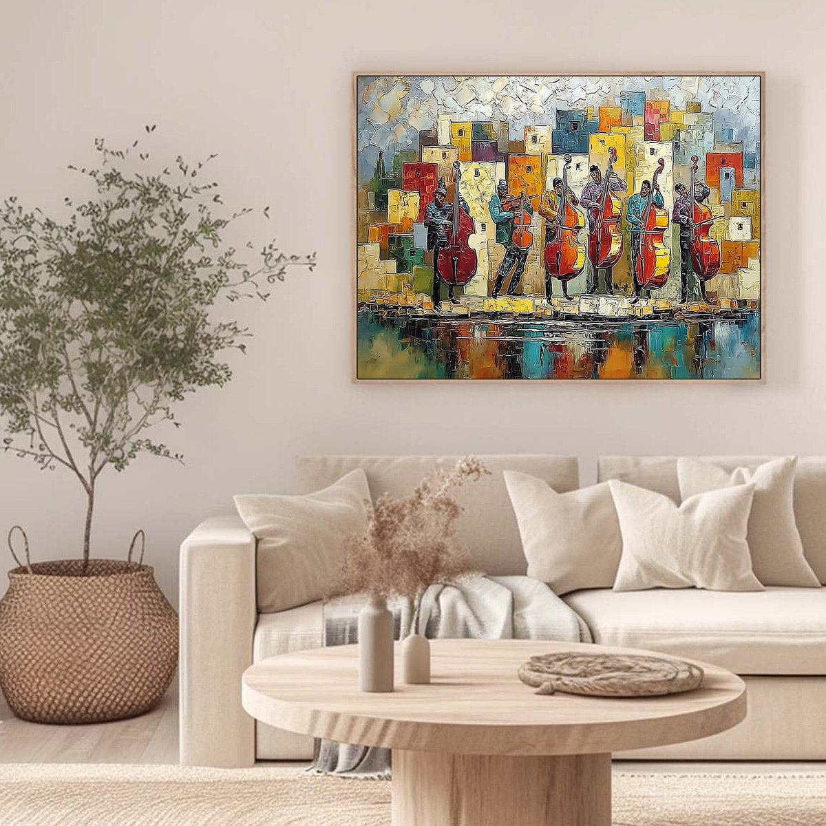 URBAN SERENADE: Colorful Textured Impasto Painting of Musicians - Image 6