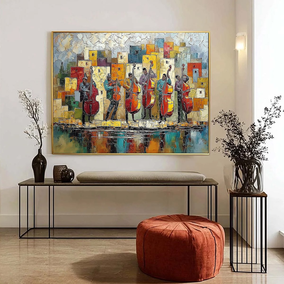 URBAN SERENADE: Colorful Textured Impasto Painting of Musicians - Image 4