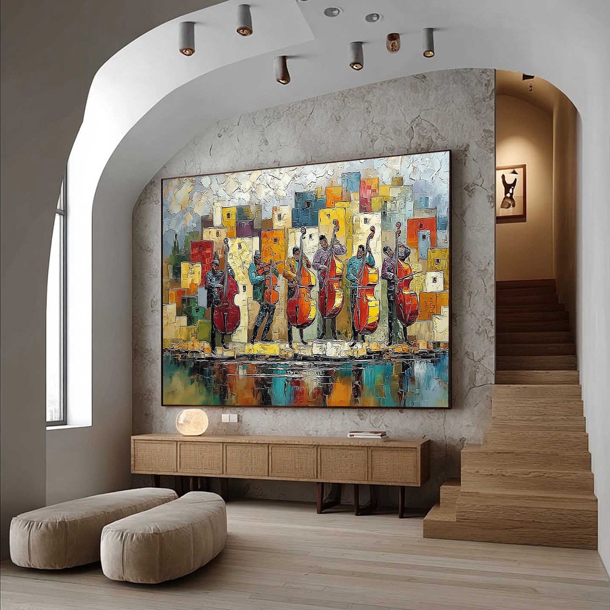 URBAN SERENADE: Colorful Textured Impasto Painting of Musicians - Image 7