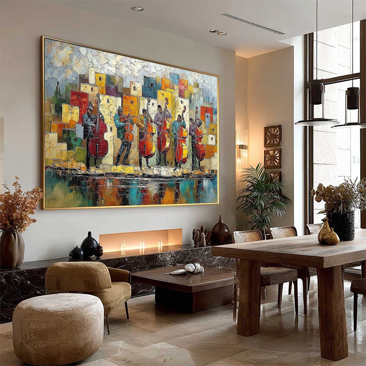 URBAN SERENADE: Colorful Textured Impasto Painting of Musicians - Image 8