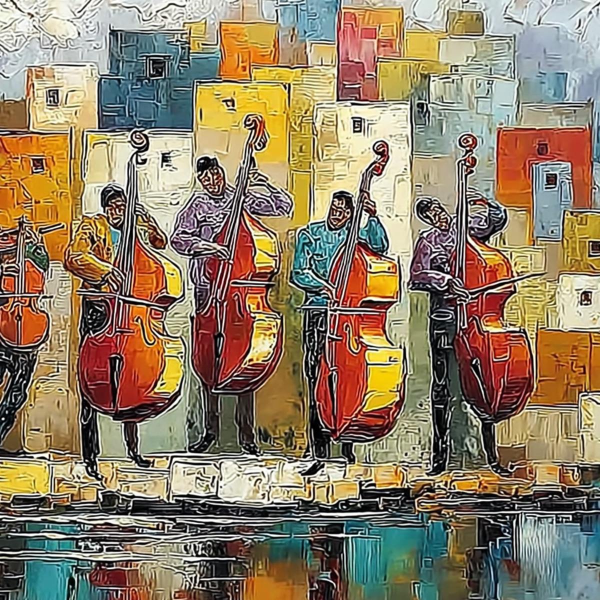 URBAN SERENADE: Colorful Textured Impasto Painting of Musicians - Image 5