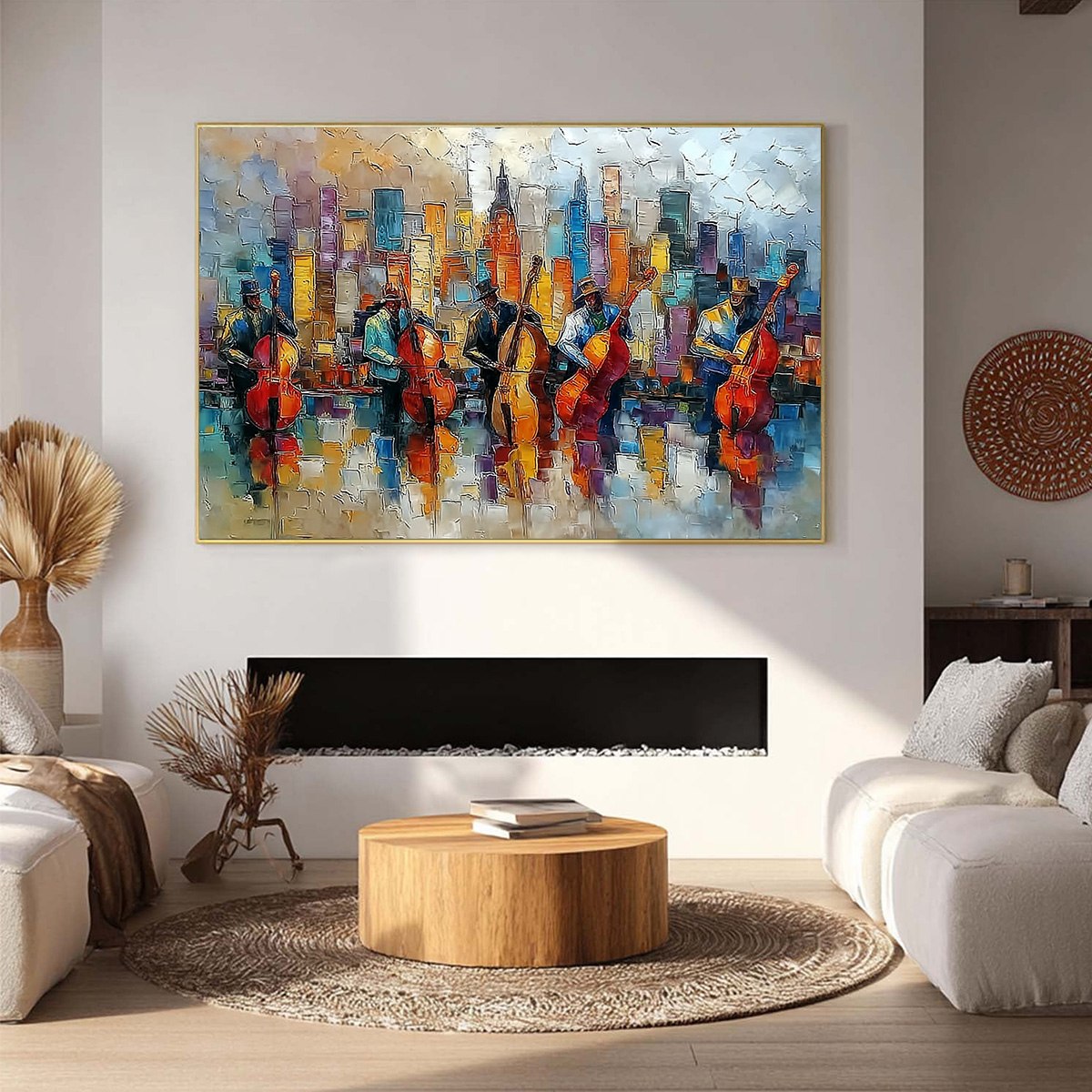 URBAN SERENADE: Textured Palette Knife Cityscape Jazz Painting - Image 2