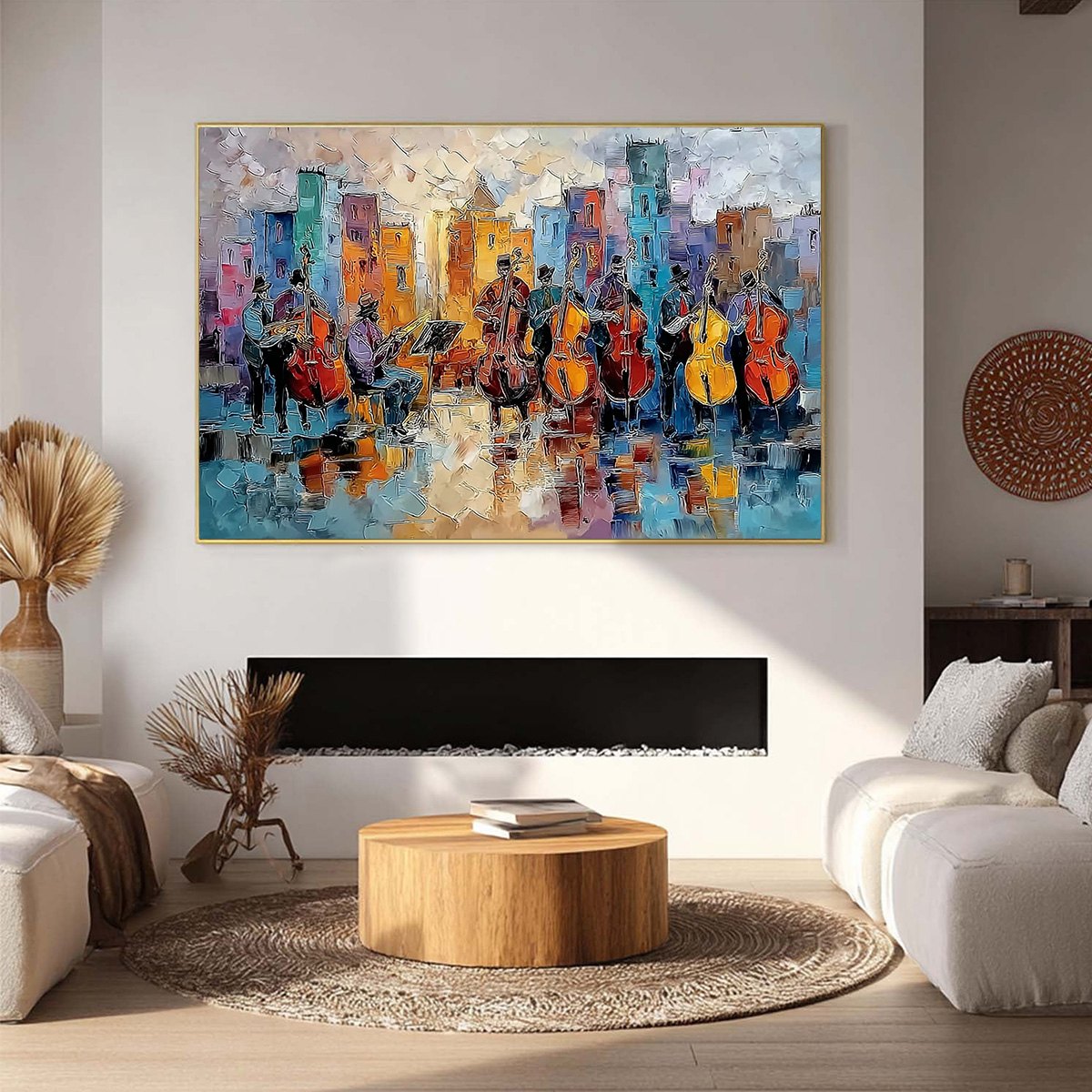 URBAN SERENADE: Textured Palette Knife Painting of City Musicians - Image 2