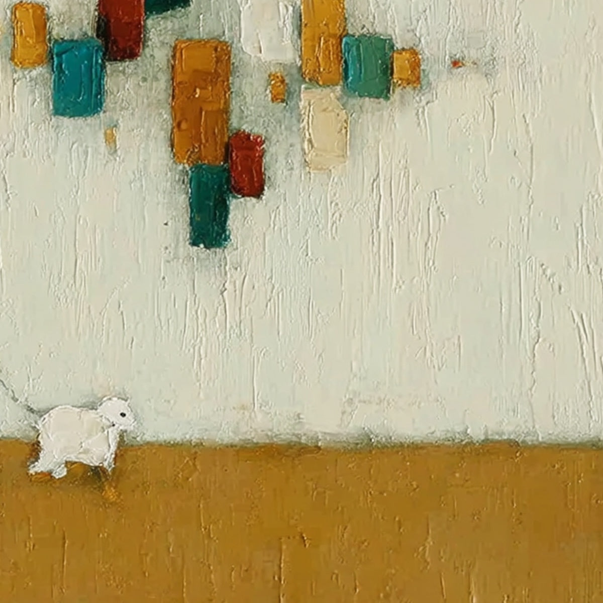 URBAN STROLL: Textured Figurative Abstract Painting of a Walk with a Companion - Image 3