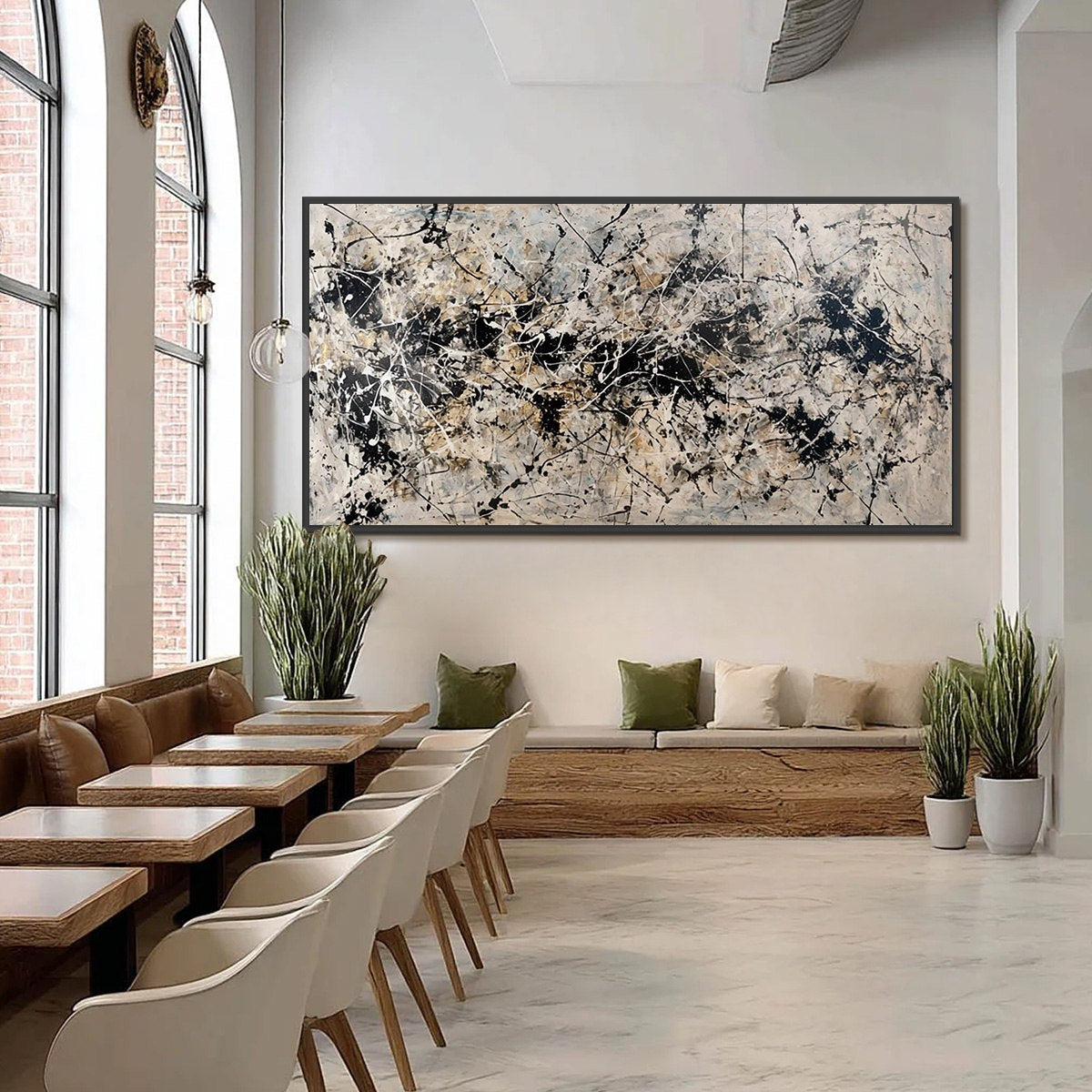 URBAN SYMPHONY: Large Black and White Abstract Textured Painting - Image 6