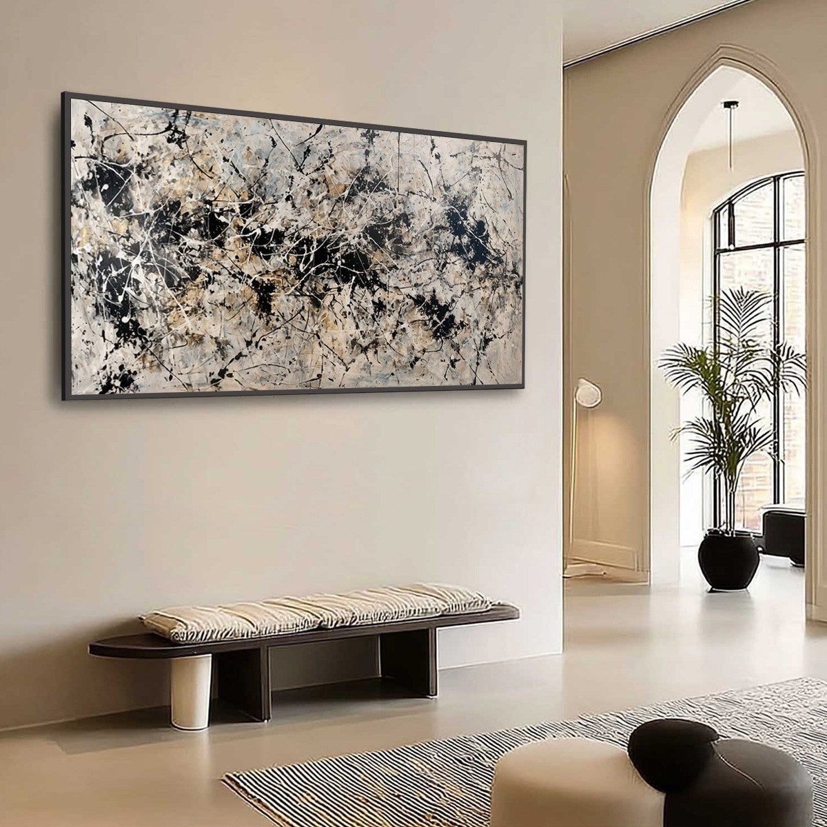 URBAN SYMPHONY: Large Black and White Abstract Textured Painting - Image 7