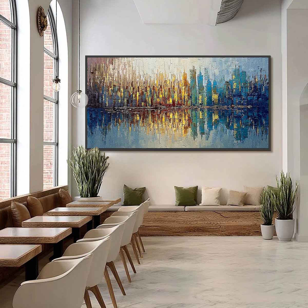 URBAN TWILIGHT: Textured Palette Knife Abstract Cityscape Painting - Image 6