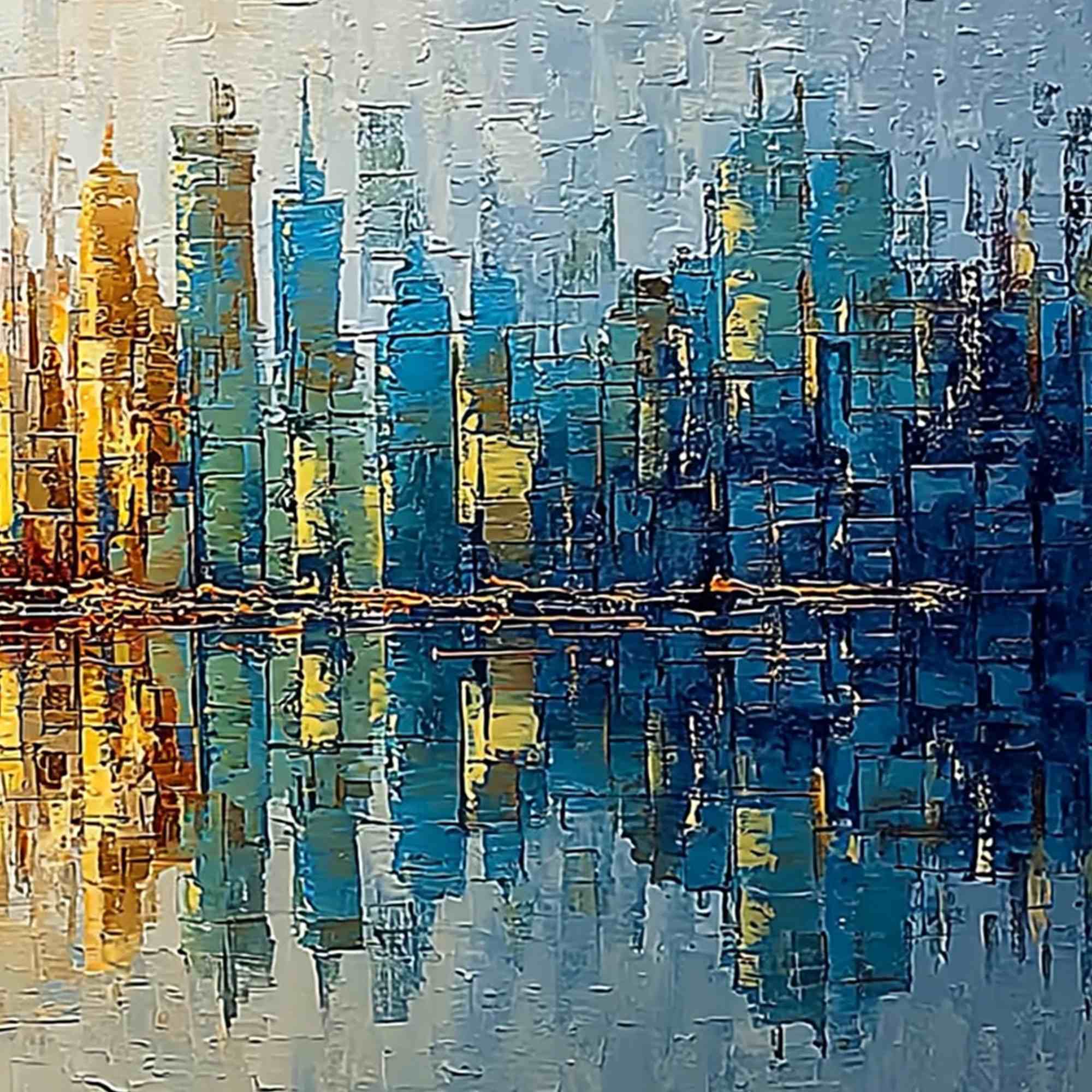 URBAN TWILIGHT: Textured Palette Knife Abstract Cityscape Painting - Image 5