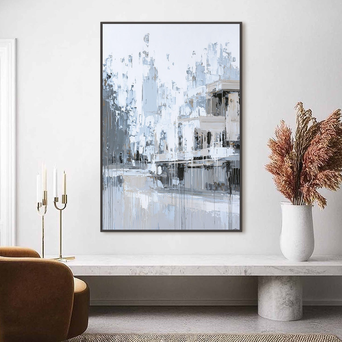 URBAN ECHO: Abstract Minimalist Cityscape Painting - Image 2