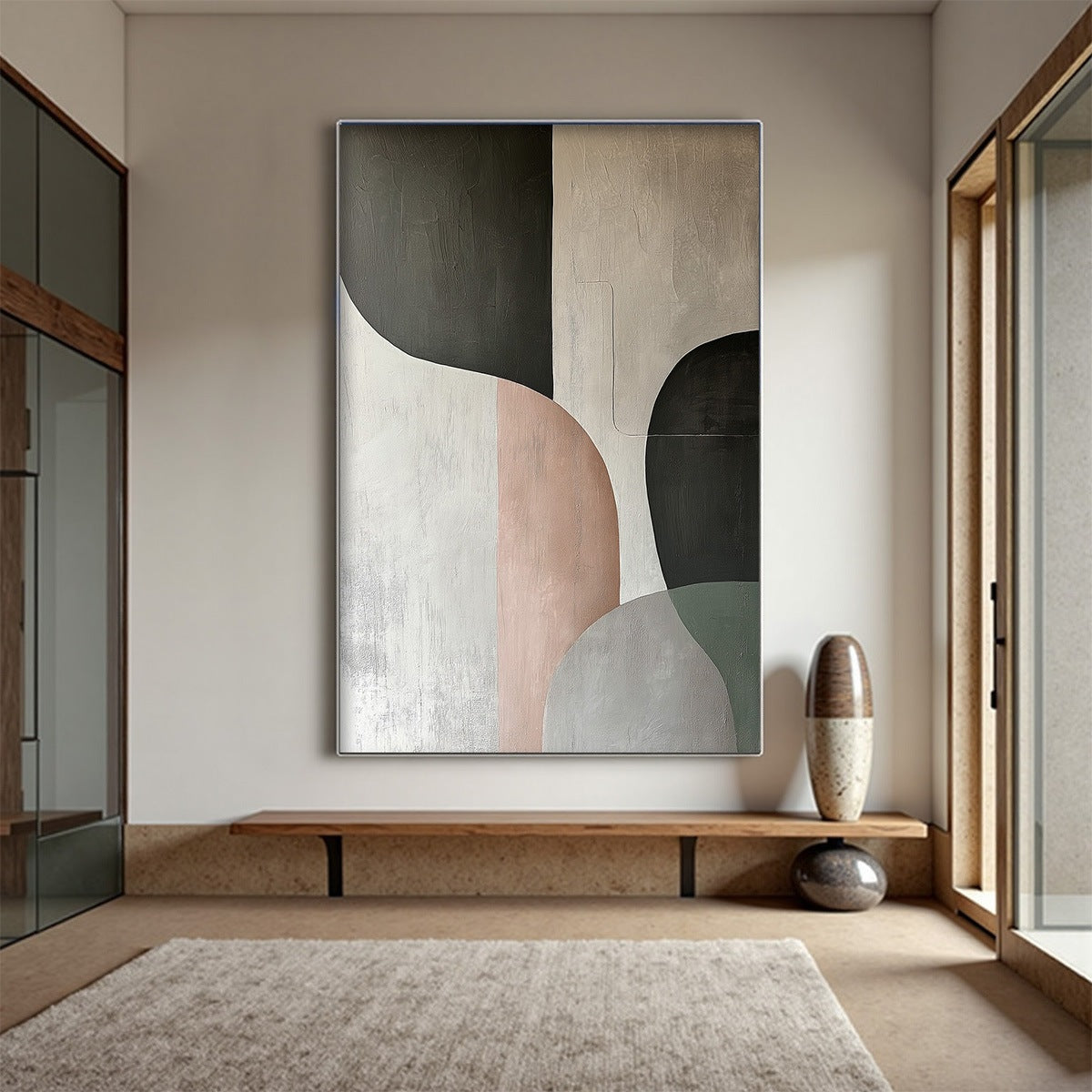 URBAN FORMS: Textured Minimalist Abstract Oil Painting - Image 7