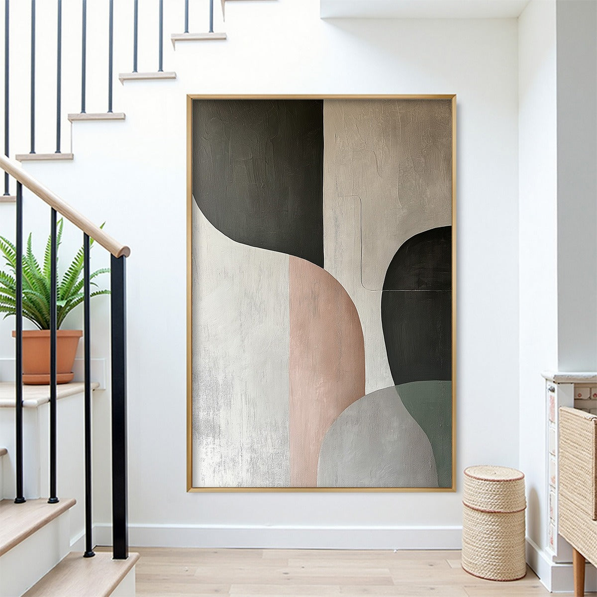 URBAN FORMS: Textured Minimalist Abstract Oil Painting - Image 2