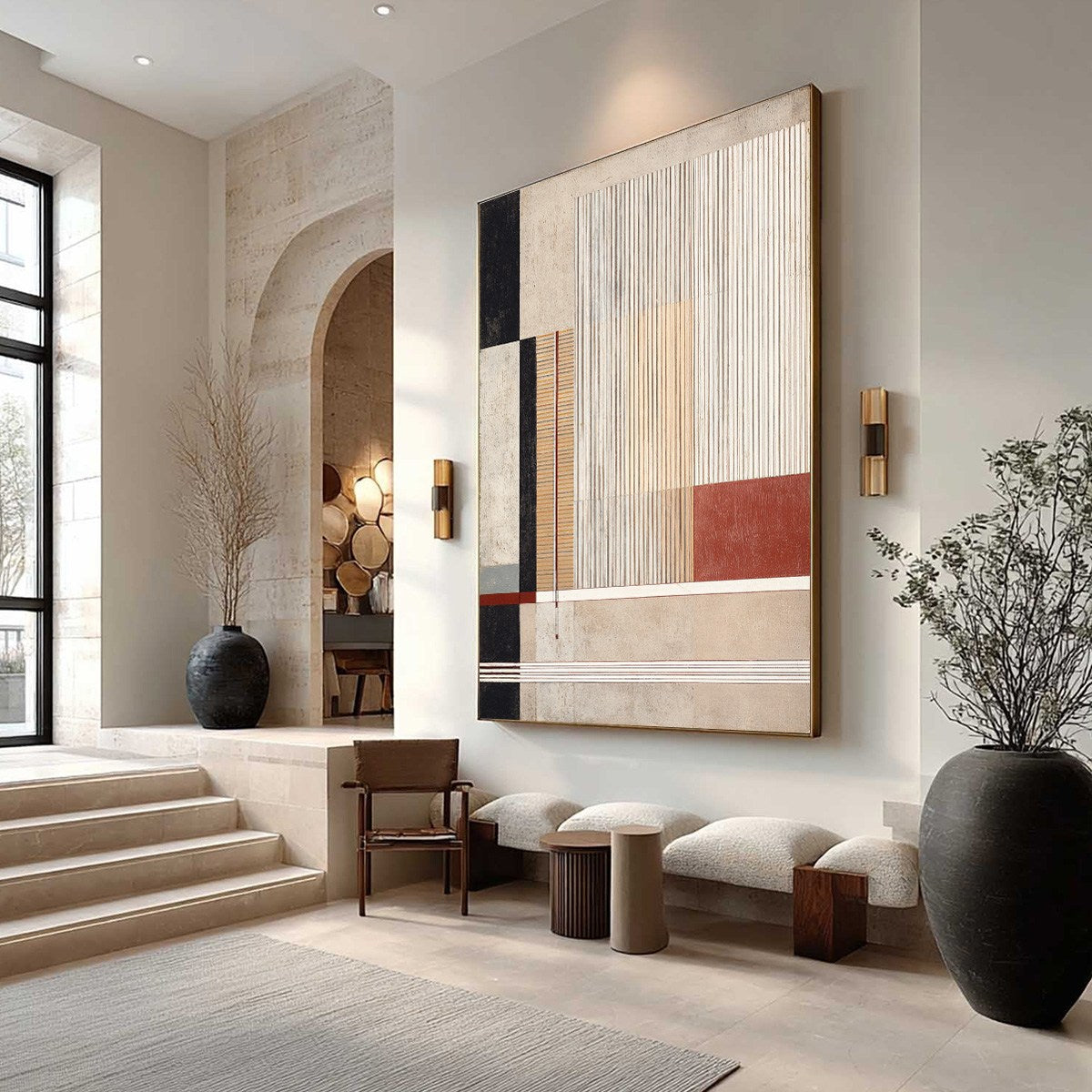 URBAN GRID: Modern Geometric Abstract Architectural Painting - Image 8