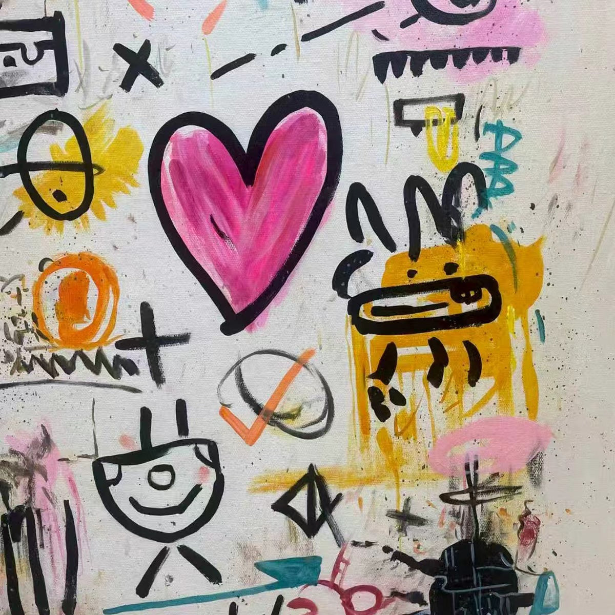 URBAN HEARTBEAT: Graffiti-Style Abstract Oil Painting - Image 3