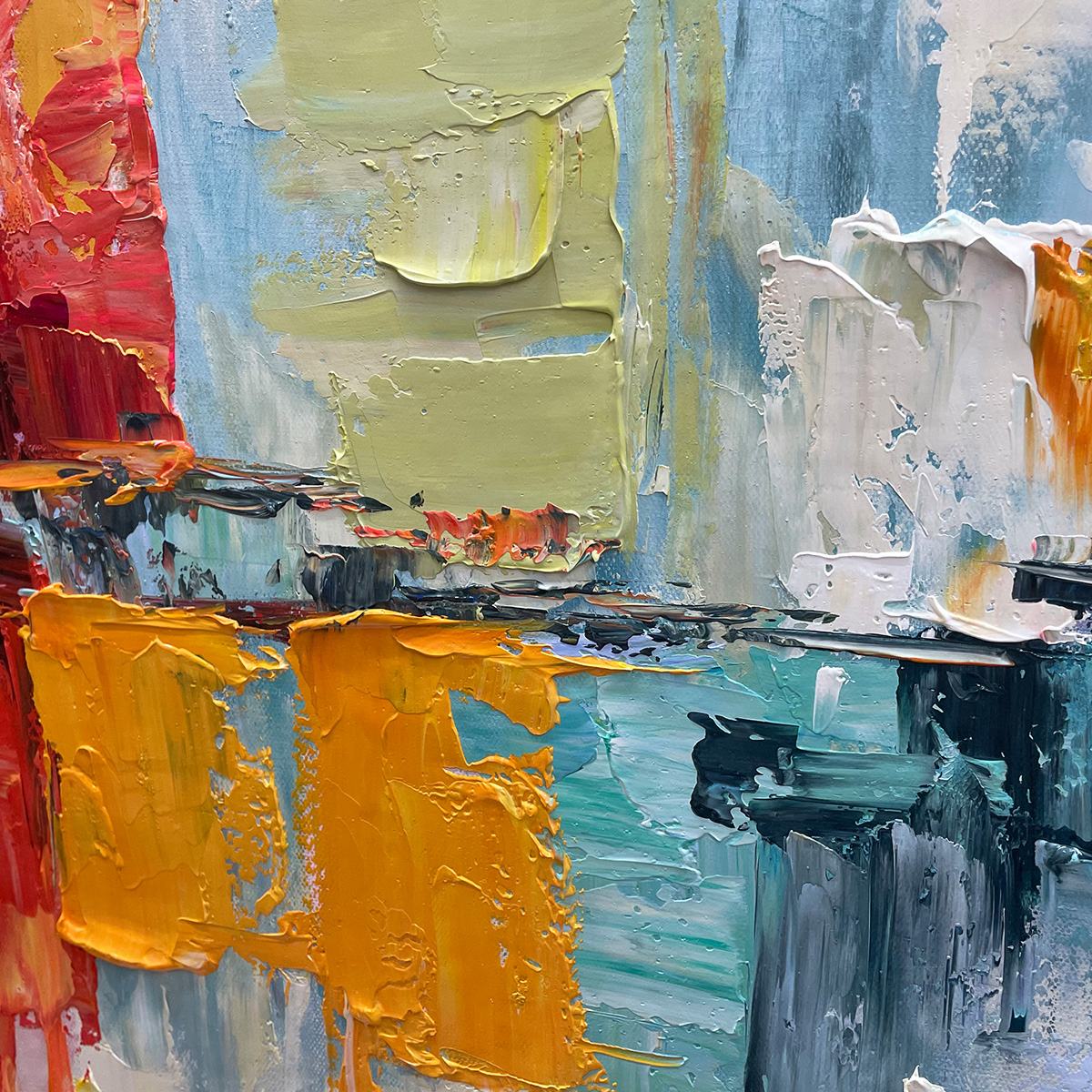 URBAN REFLECTIONS: Abstract Cityscape Impasto Oil Painting - Image 6