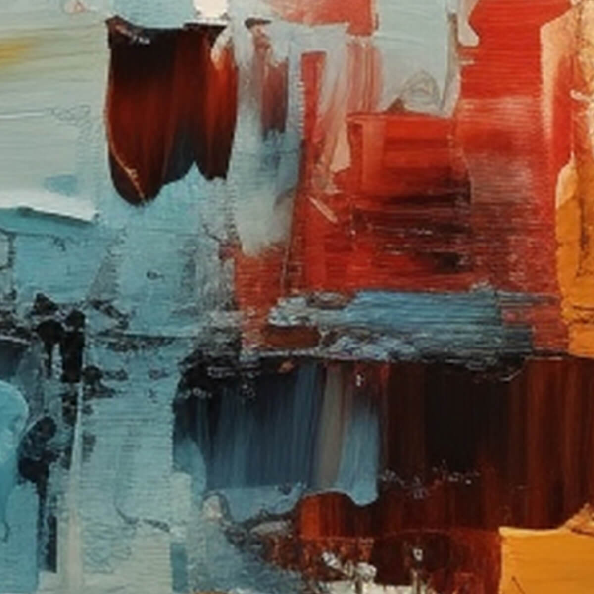 URBAN REFLECTIONS: Abstract Cityscape Impasto Oil Painting - Image 8