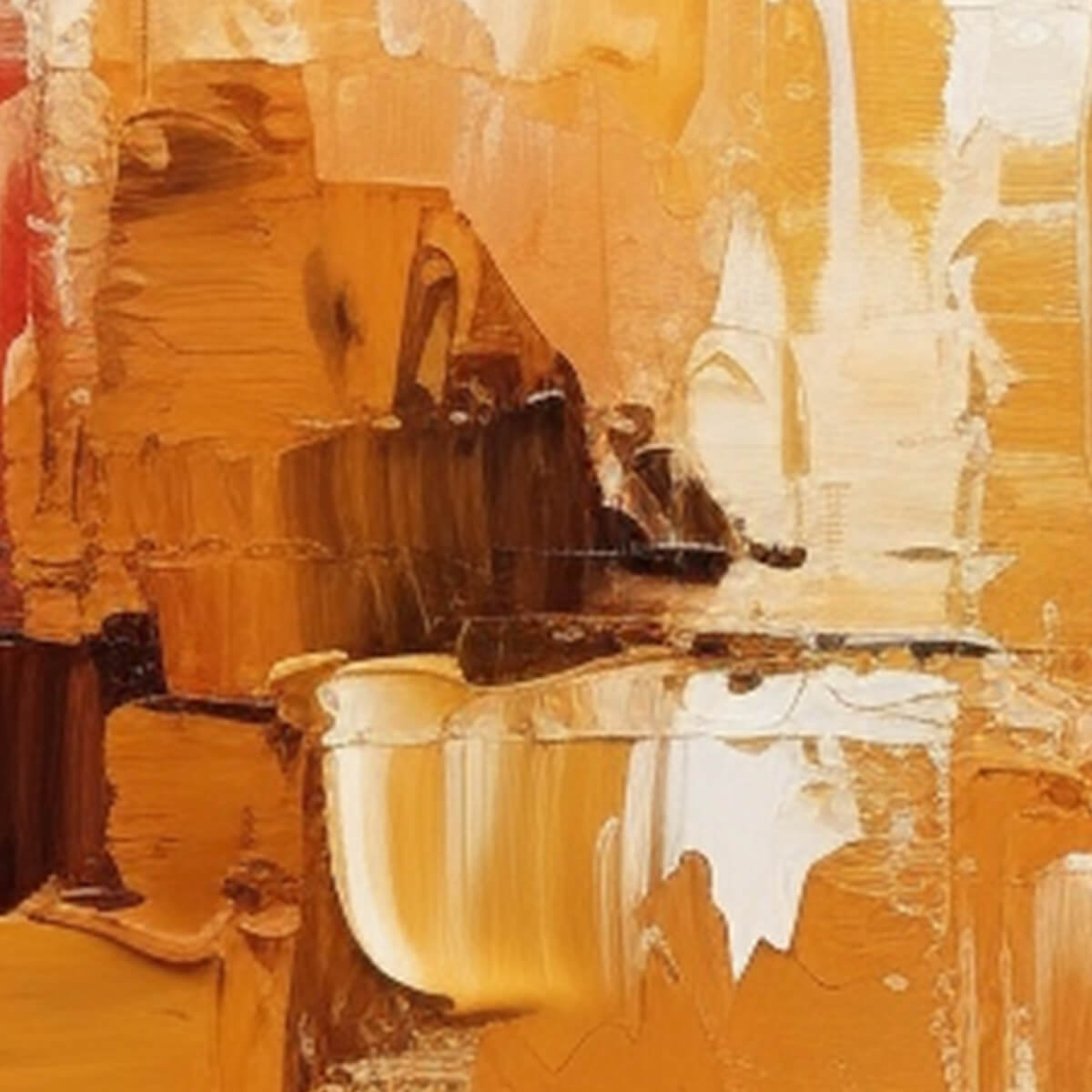 URBAN REFLECTIONS: Abstract Cityscape Impasto Oil Painting - Image 3