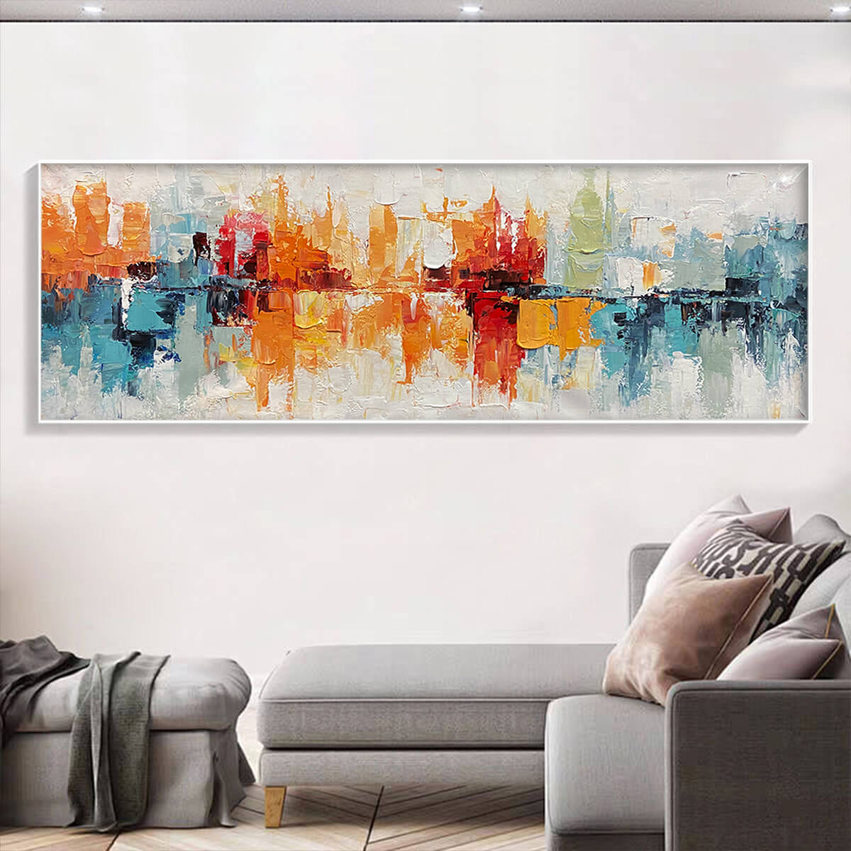 URBAN REFLECTIONS: Abstract Cityscape Impasto Oil Painting - Image 2