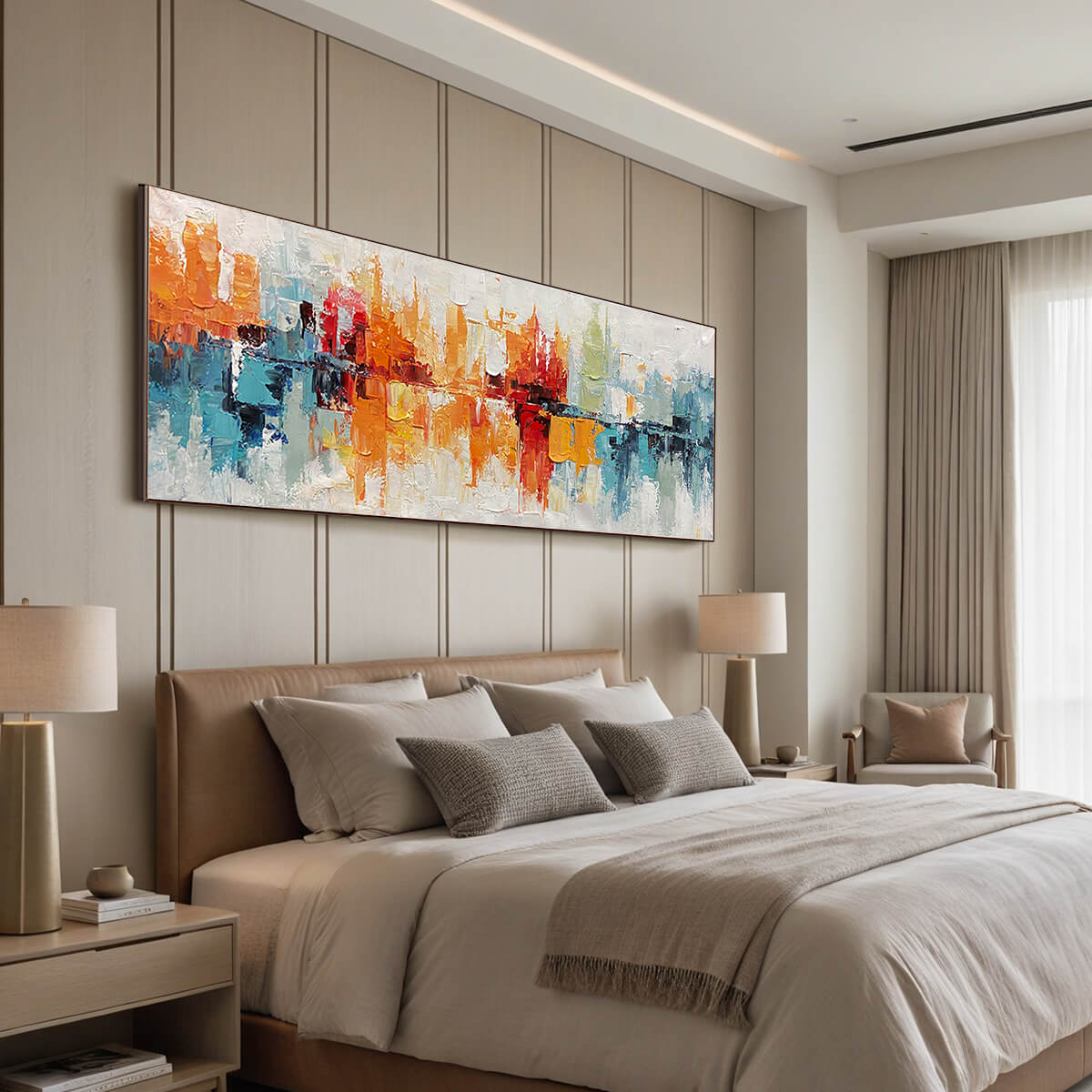 URBAN REFLECTIONS: Abstract Cityscape Impasto Oil Painting - Image 5