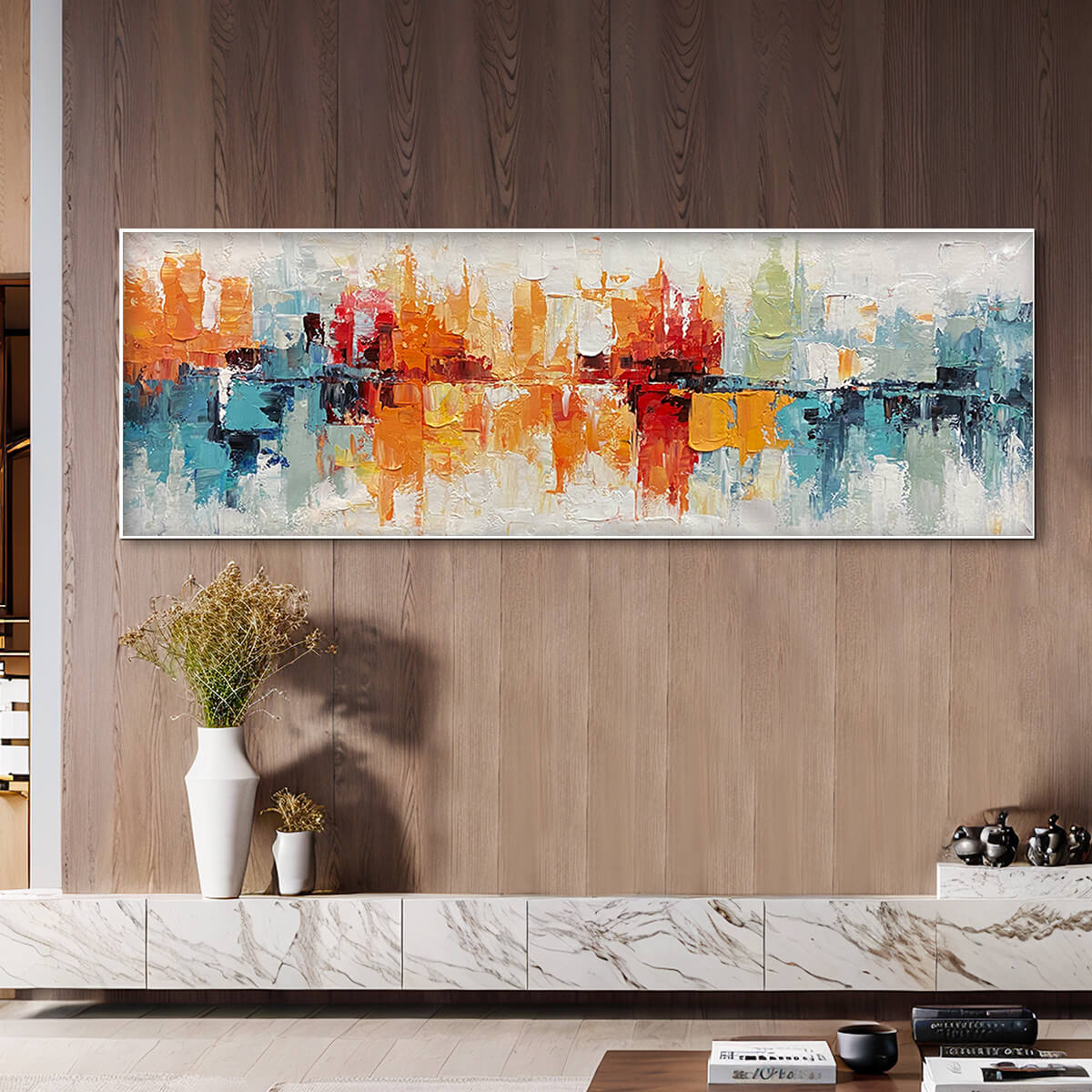 URBAN REFLECTIONS: Abstract Cityscape Impasto Oil Painting - Image 9