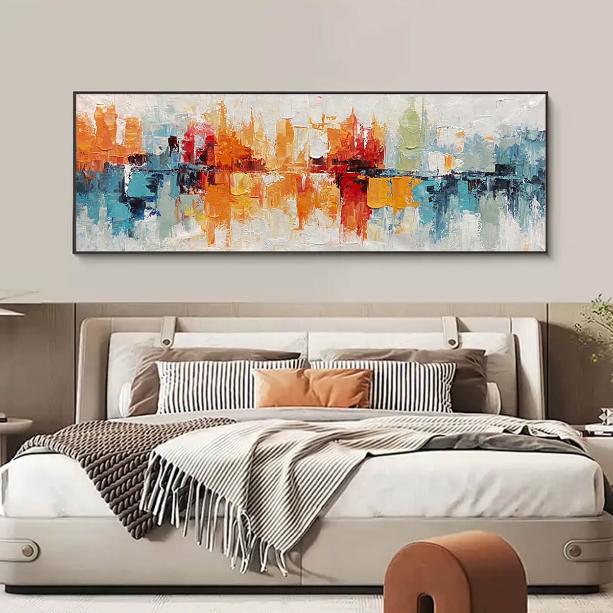URBAN REFLECTIONS: Abstract Cityscape Impasto Oil Painting - Image 4