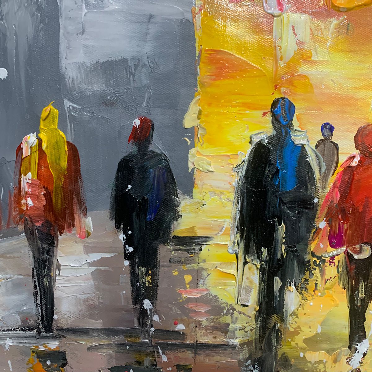 URBAN VIBRANCE: Textured Abstract Cityscape Oil Painting - Image 3