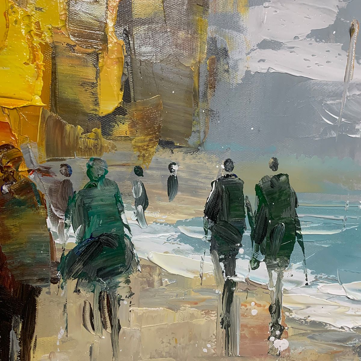 URBAN VIBRANCE: Textured Abstract Cityscape Oil Painting - Image 5