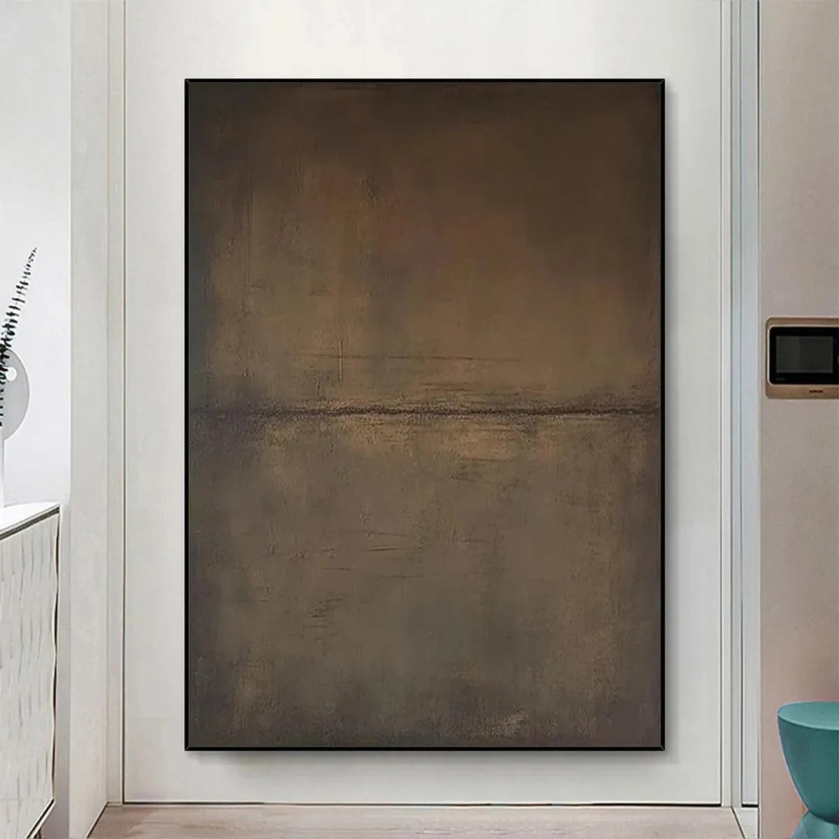 UMBER ABSTRACT LANDSCAPE: Abstract Painting in Brown - Image 2