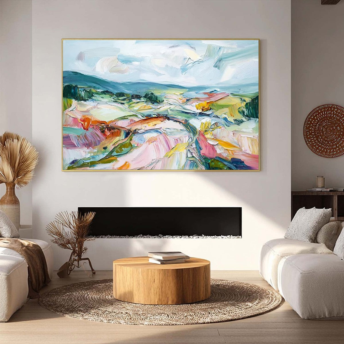 VALLEY IN BLOOM: Textured Palette Knife Abstract Landscape Painting - Image 2