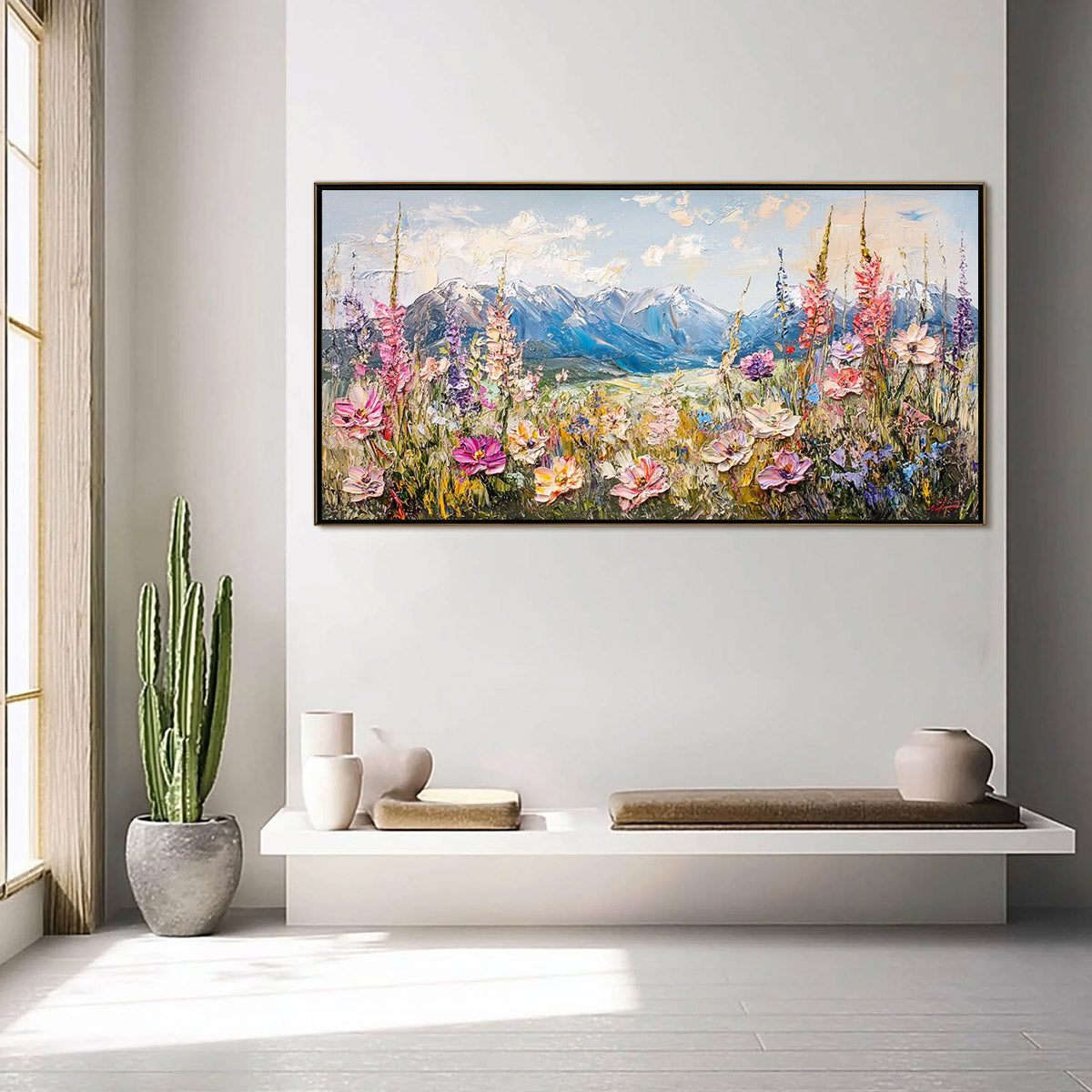 VALLEY BLOSSOM: Impasto Mountain Wildflower Painting - Image 3