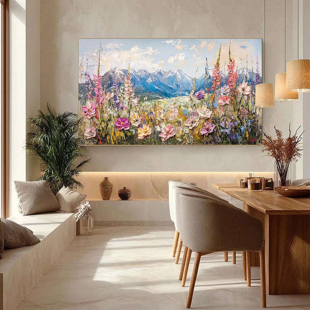 VALLEY BLOSSOM: Impasto Mountain Wildflower Painting - Image 4