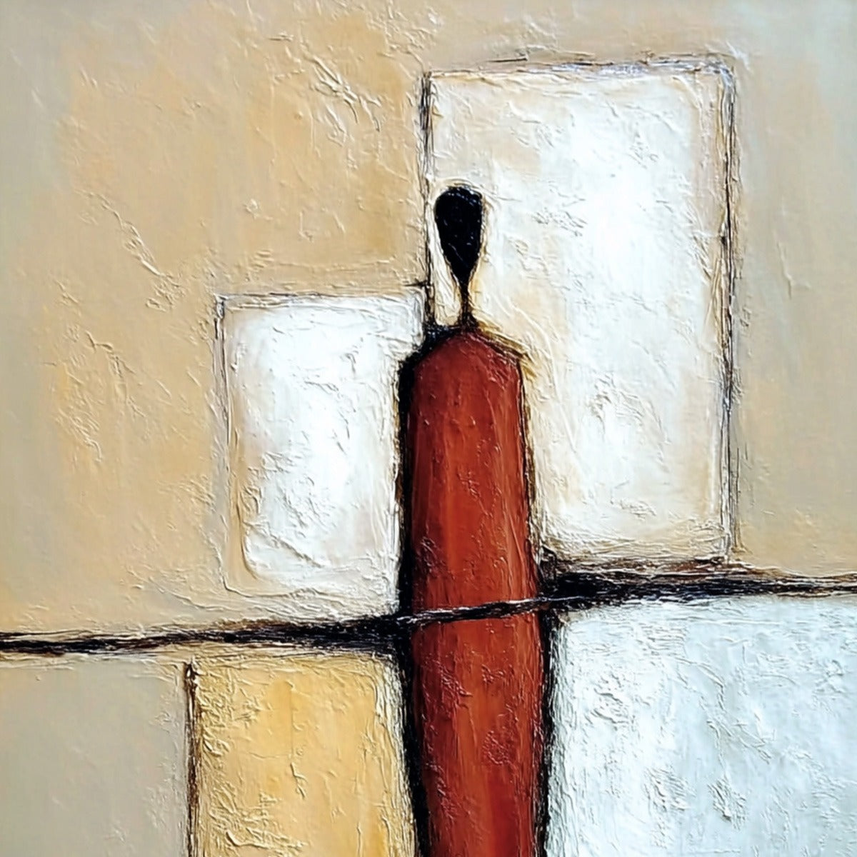 VANGUARD: Textured Abstract Figurative Painting for Modern Decor - Image 3