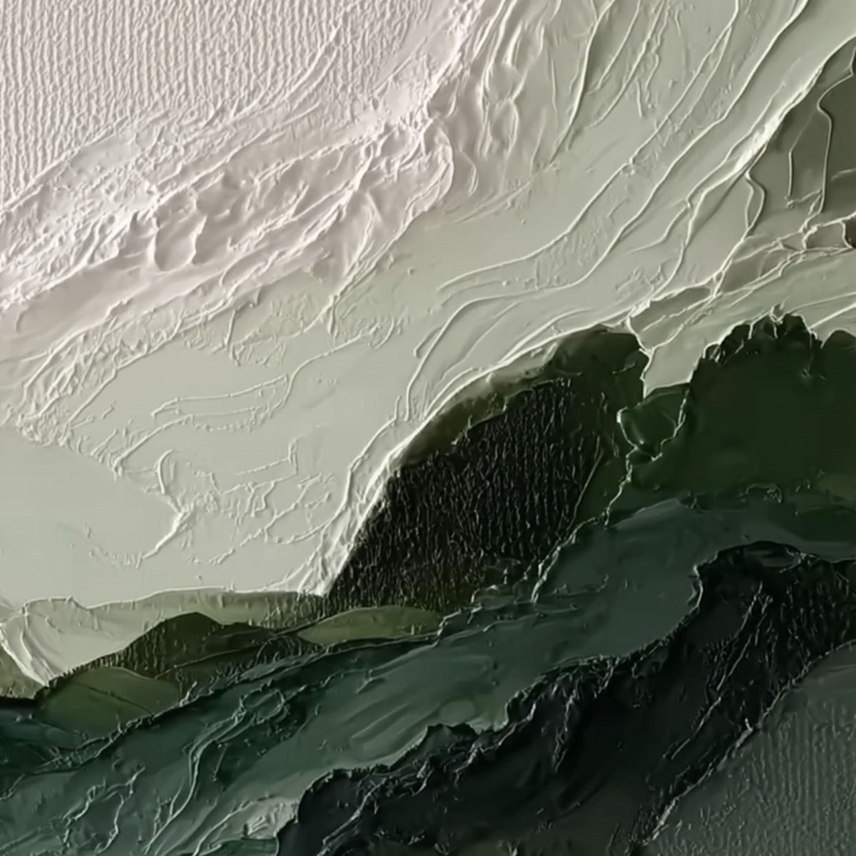 VERDANT ASCENT: Textured Wabi Sabi Mountain Landscape Painting - Image 3