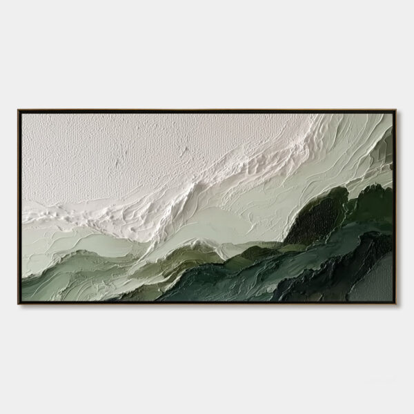 VERDANT ASCENT: Textured Wabi Sabi Mountain Landscape Painting