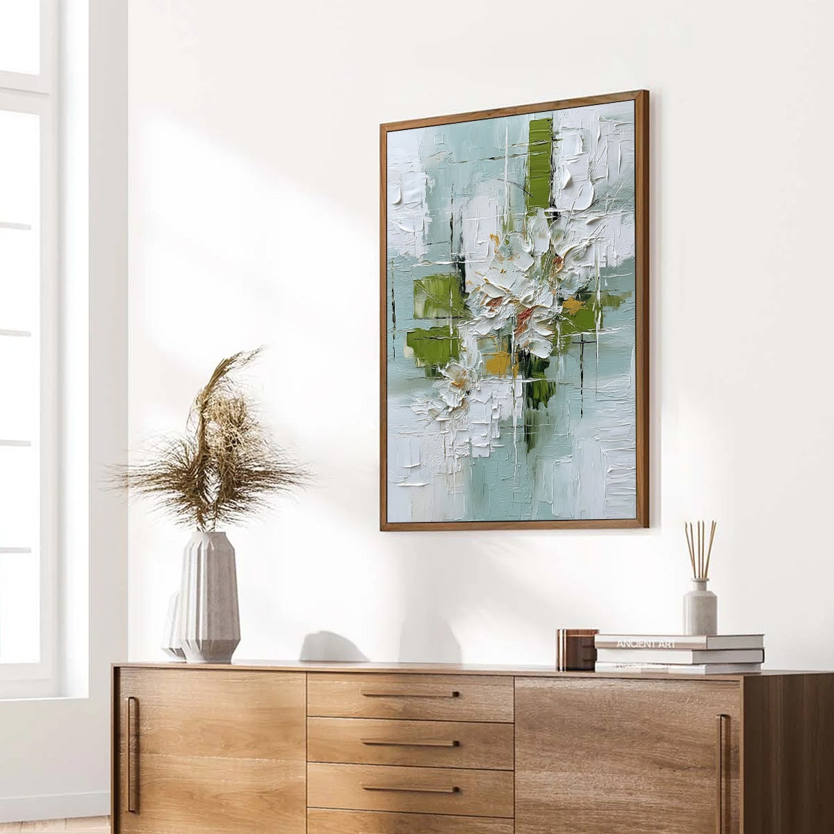 VERDANT BLOOM: Heavily Textured Abstract Floral Impasto Painting - Image 8