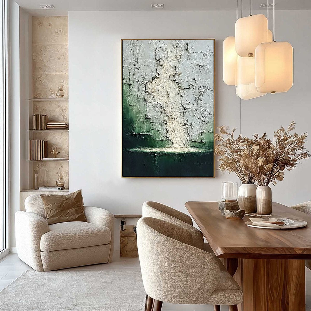 VERDANT CHASM: Textured Wabi Sabi Abstract Landscape Painting - Image 4