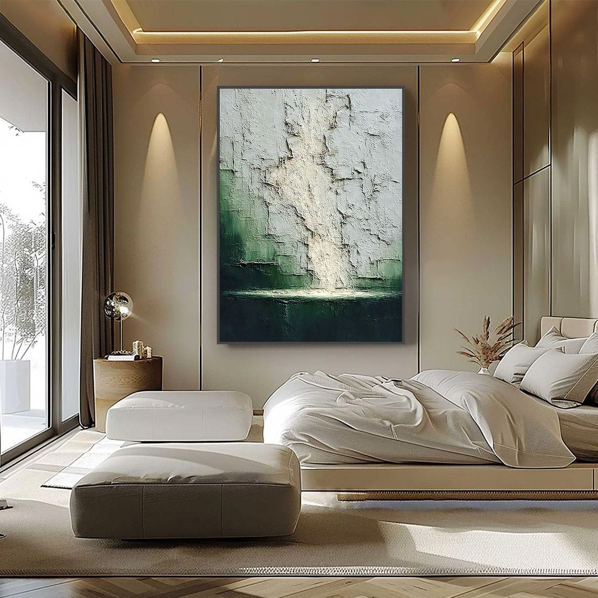 VERDANT CHASM: Textured Wabi Sabi Abstract Landscape Painting - Image 6