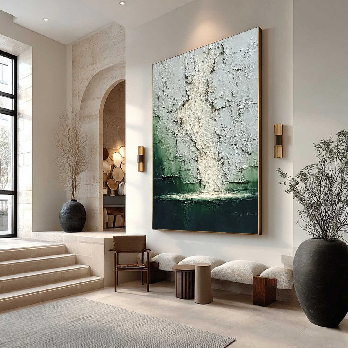 VERDANT CHASM: Textured Wabi Sabi Abstract Landscape Painting - Image 7