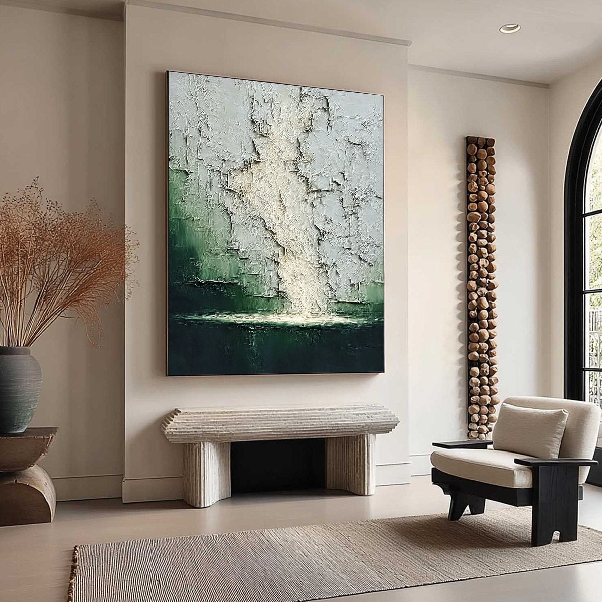 VERDANT CHASM: Textured Wabi Sabi Abstract Landscape Painting - Image 8